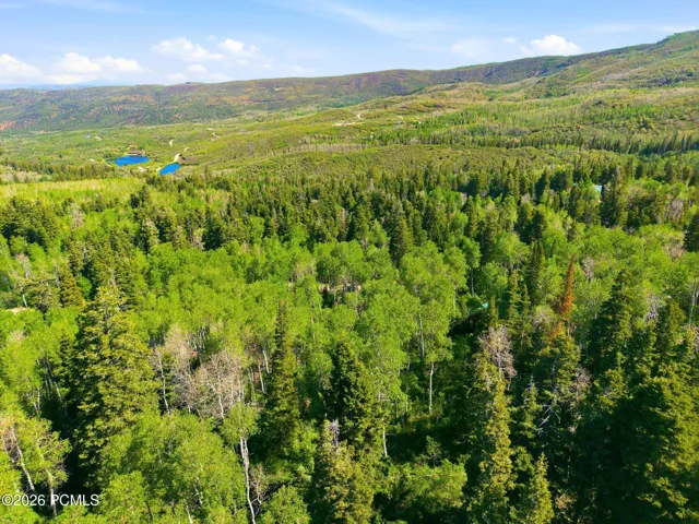 Drone view showcasing the property's location within Timber Lakes, known for year-round access, mountain recreation, and wooded homesites.