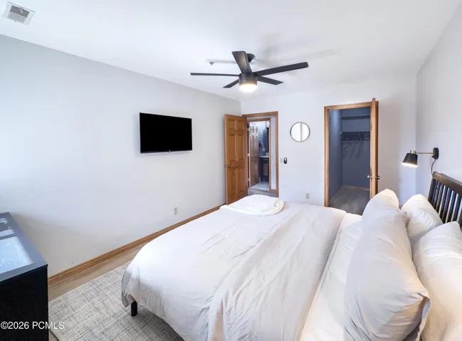 Primary bedroom with walk in closet