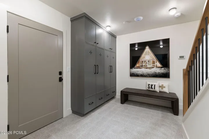 Mudroom with built in cabinets