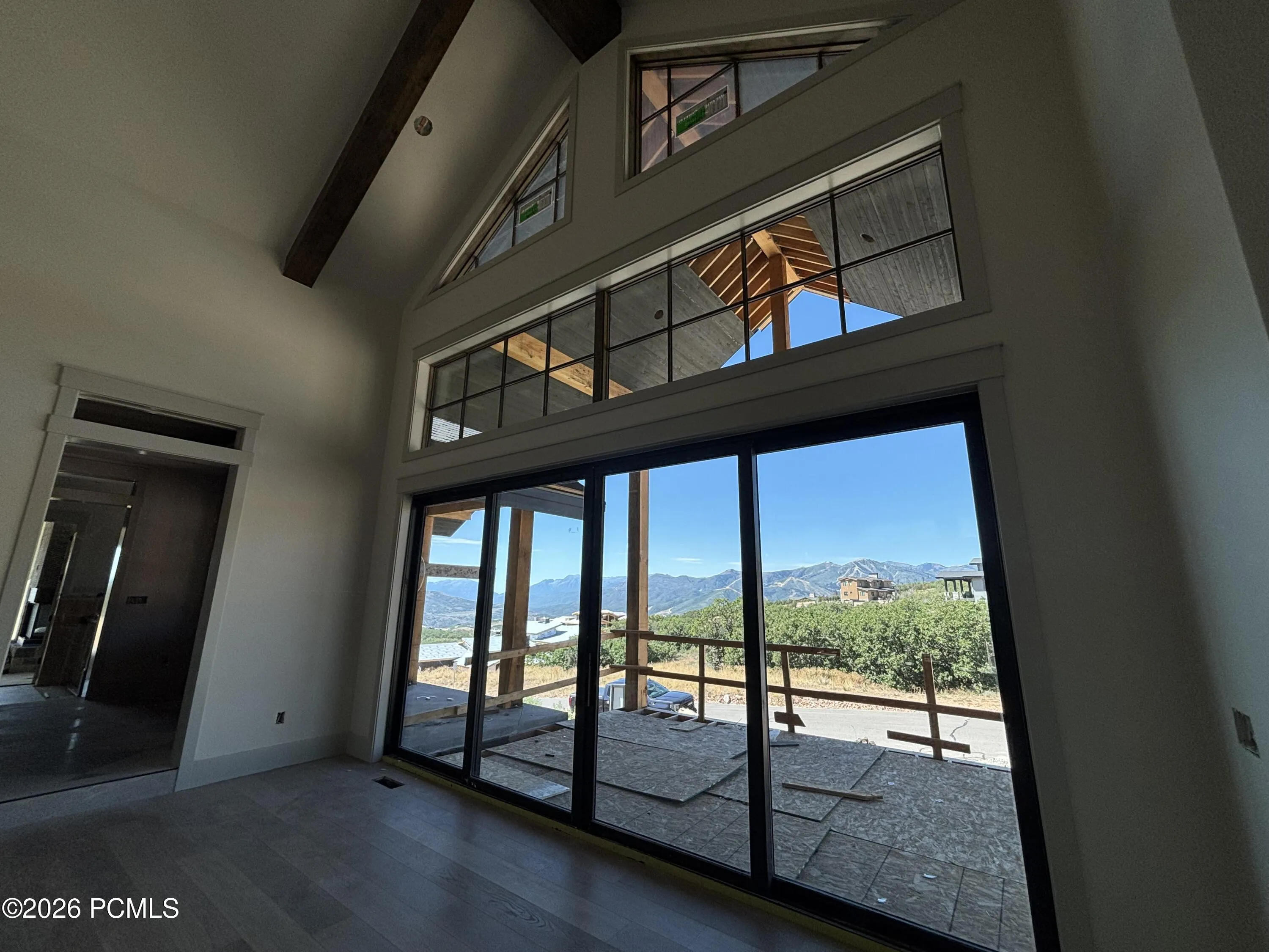 View from living room featuring large windows