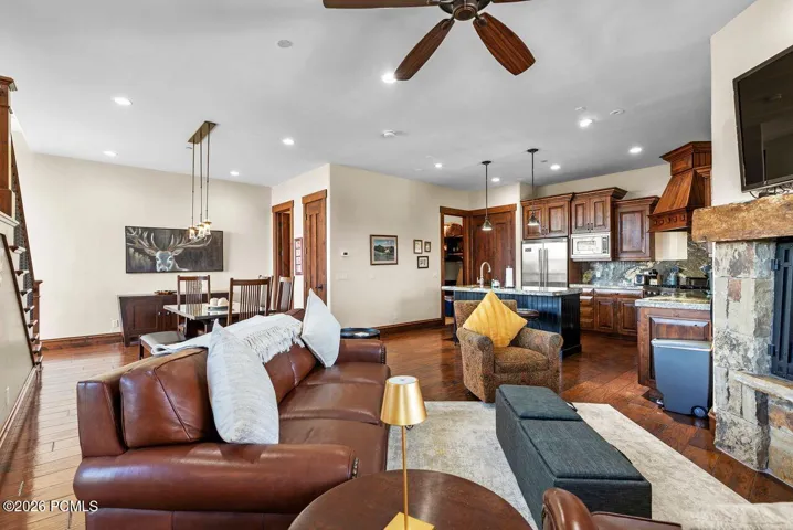 Living Area with Kitchen and Dining Area