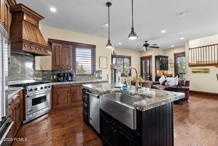 Kitchen with Living Area and Dry Bar Area