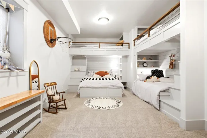 Built-in bunk beds with integrated shelving