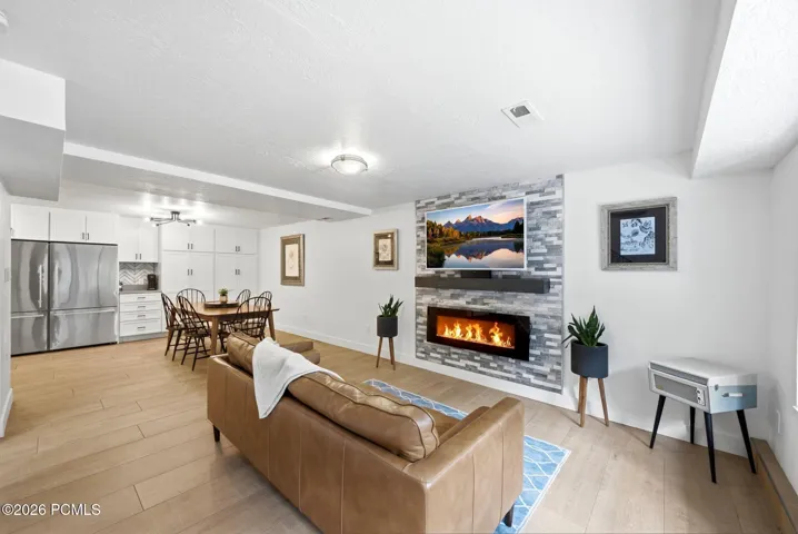 Open-concept living and dining area