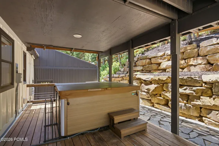 Large hot tub on a private deck