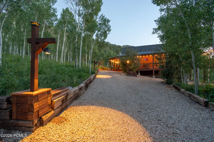 Lighted gravel driveway