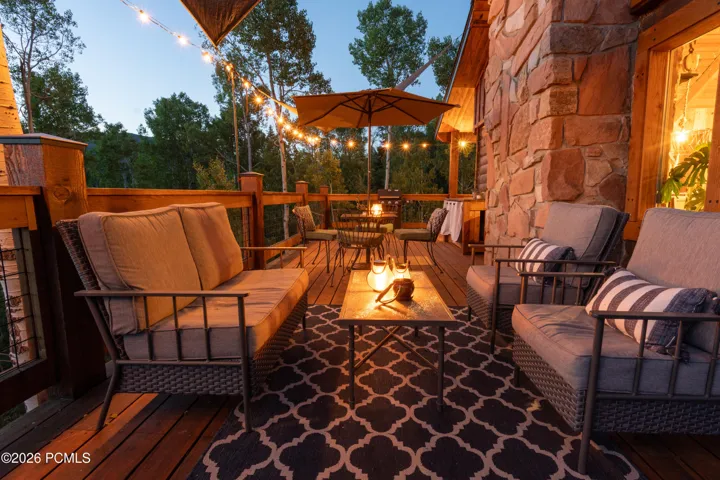 Rear deck with mountain and valley views.