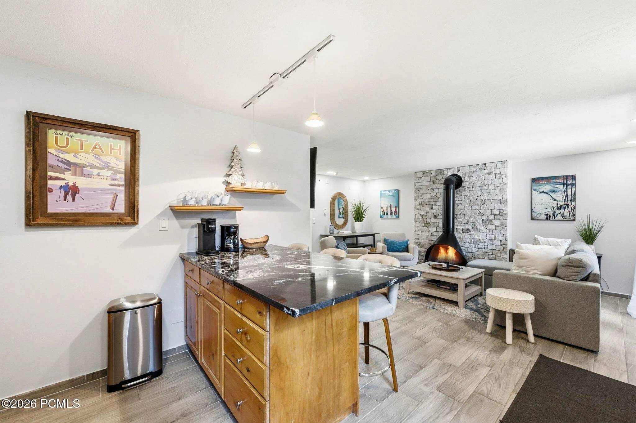 kitchen and living
