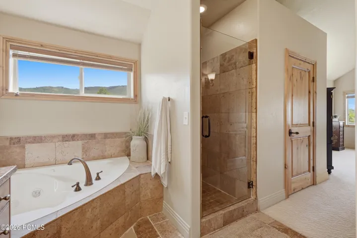 Master bath jetted tub and shower