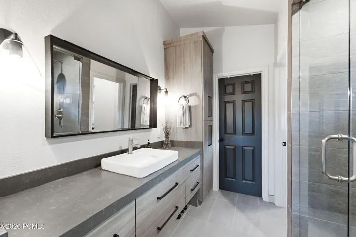 Remodeled master bath with steam shower