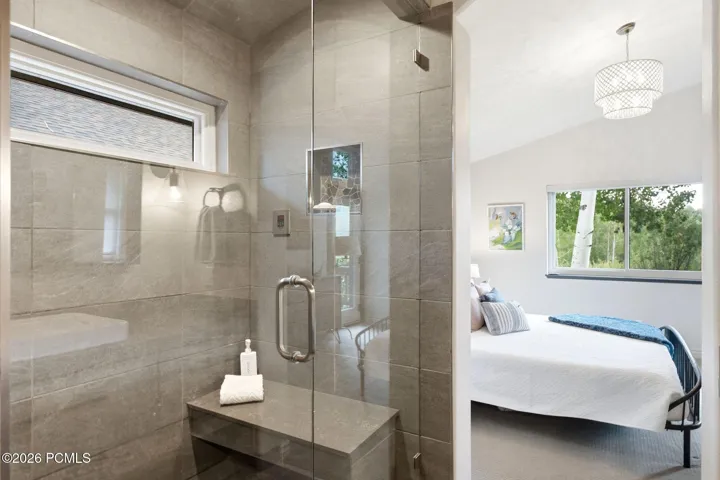 Remodeled master bath with steam shower