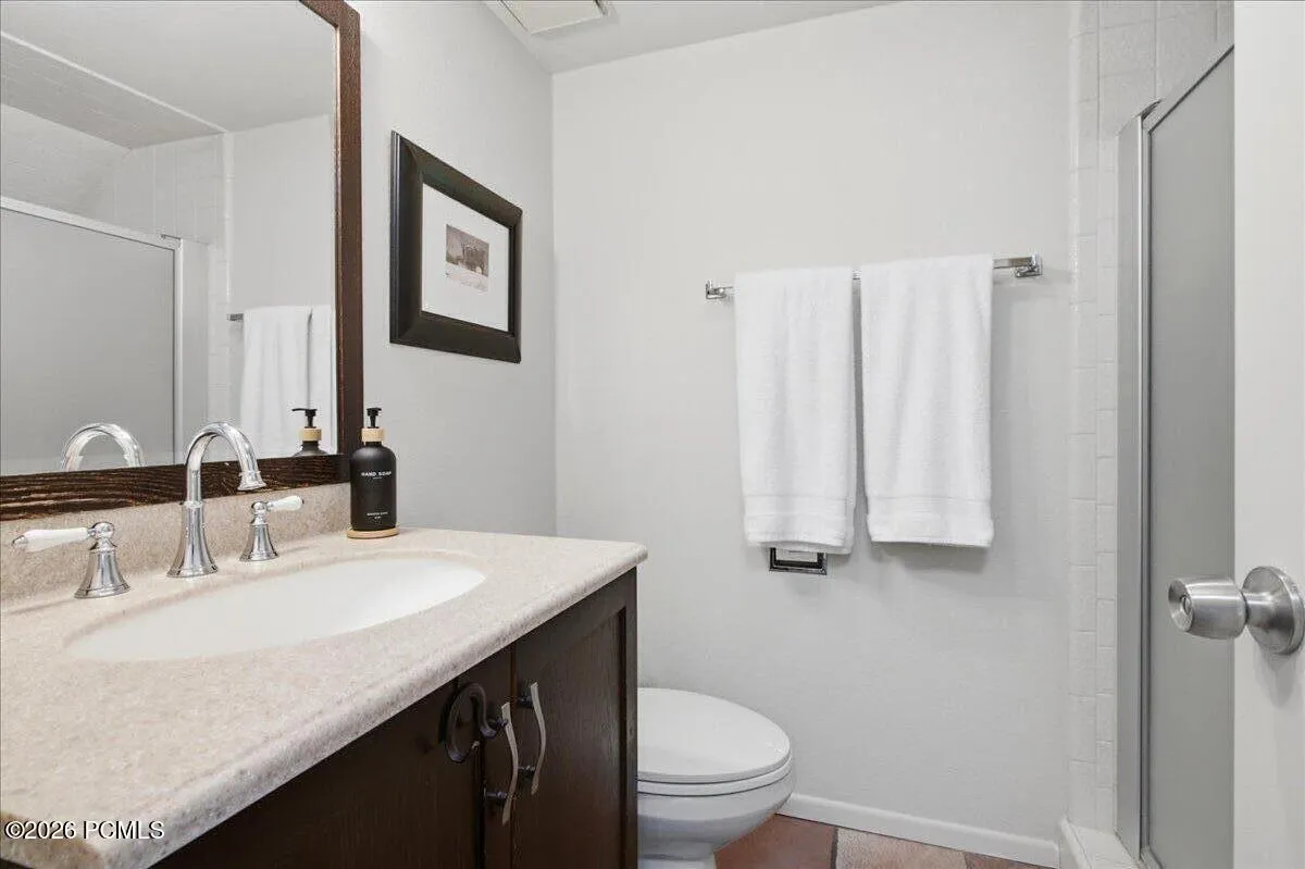Full bath on main level with a shower.