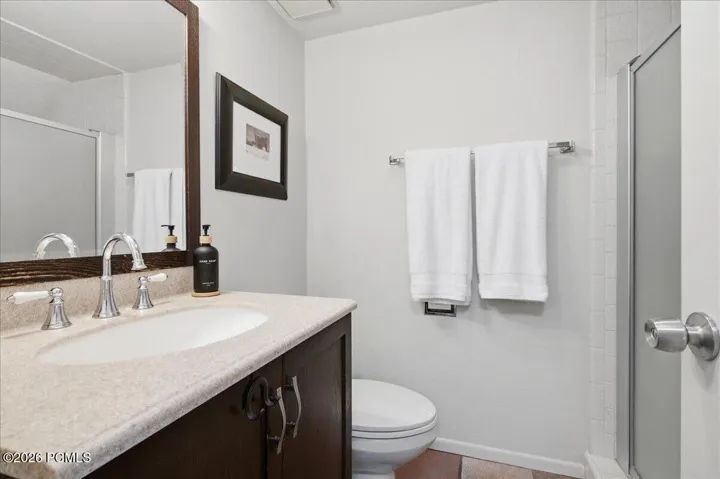 Full bath on main level with a shower.