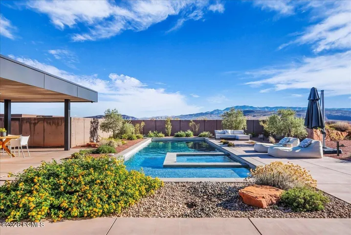 Built in salt water pool and spa with automatic pool cover
