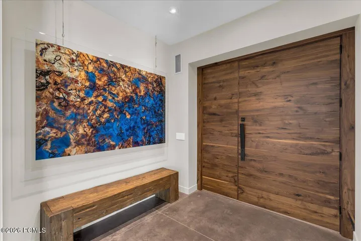 Foyer with custom entry door