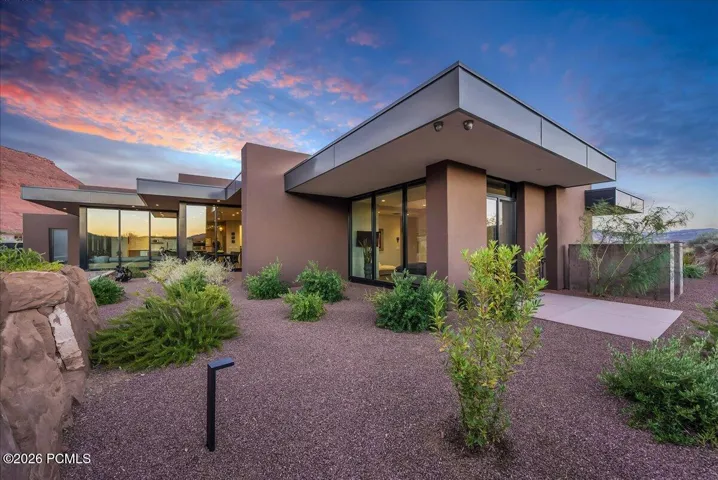 Contemporary exterior architecture with expansive glass panels