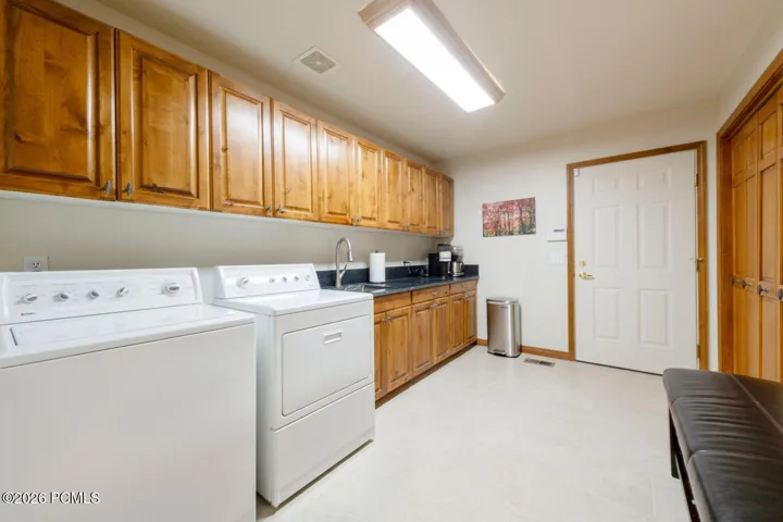 Laundry room, Black granite coffee nook countertop stainless steel sink