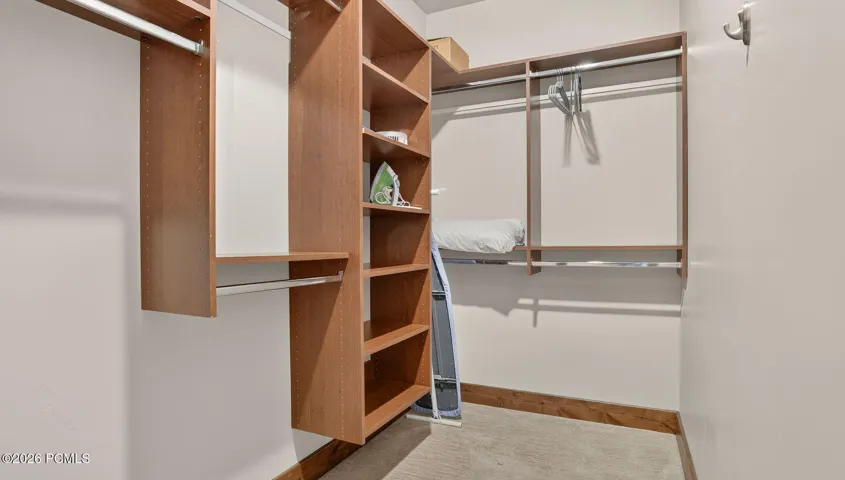 Walk-in closet with custom built-in shelving - Deer Park 102, Jordanelle, Heber City UT