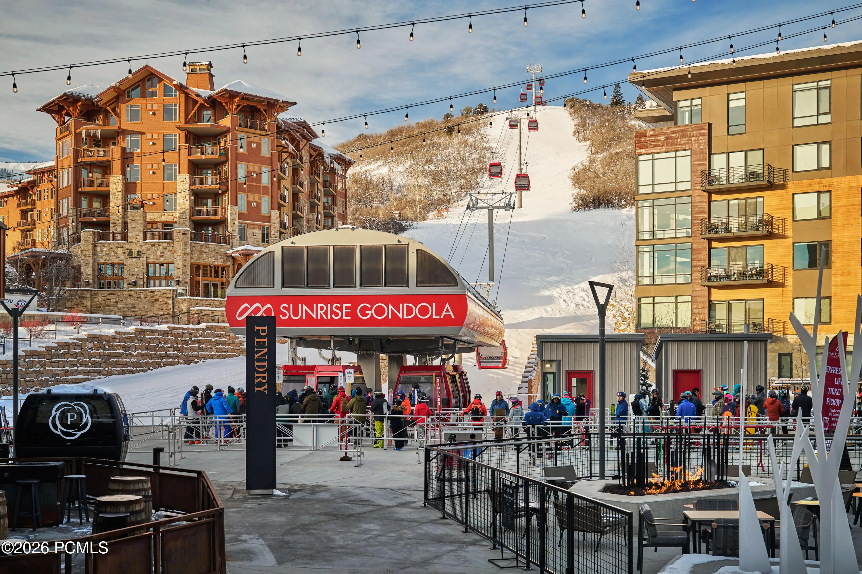 The Sunrise Gondola and Canyons Village plaza, steps from the door at Pendry Park City for true ski-in, ski-out access.