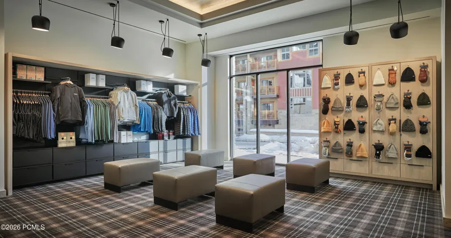On site retail shop at Pendry Park City stocked with ski apparel, helmets and mountain gear.
