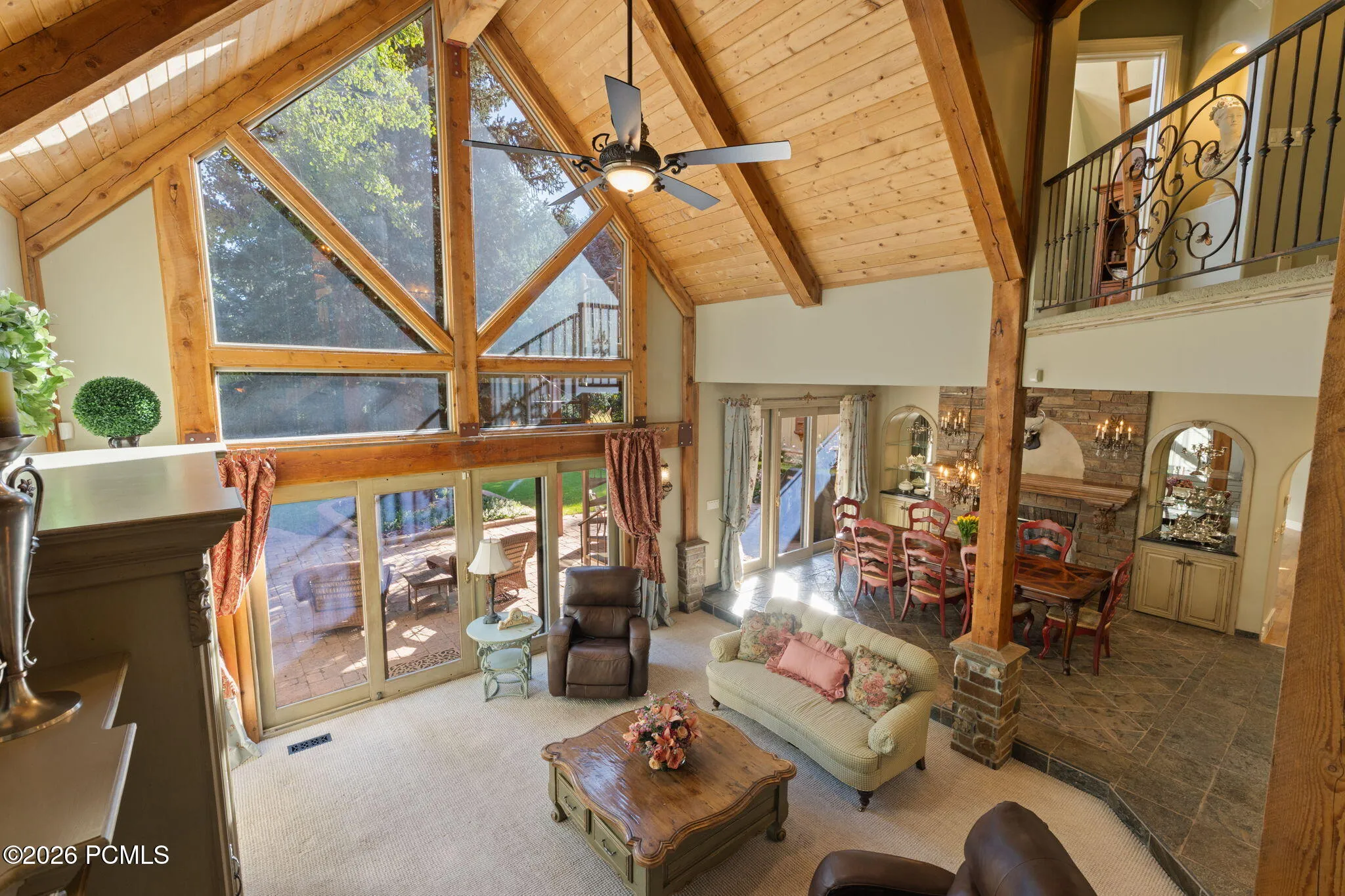 Family room w/vaulted wood ceilings