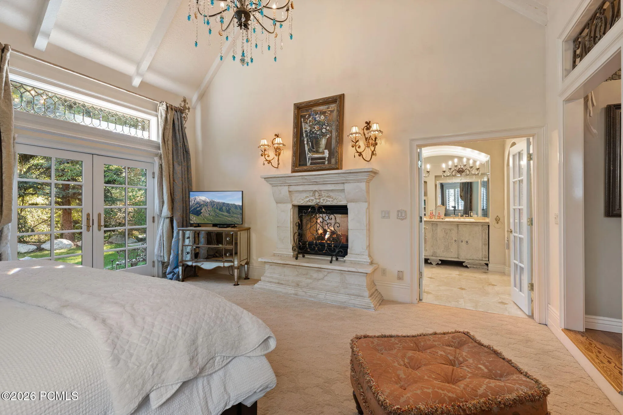 Fireplace in primary bedroom