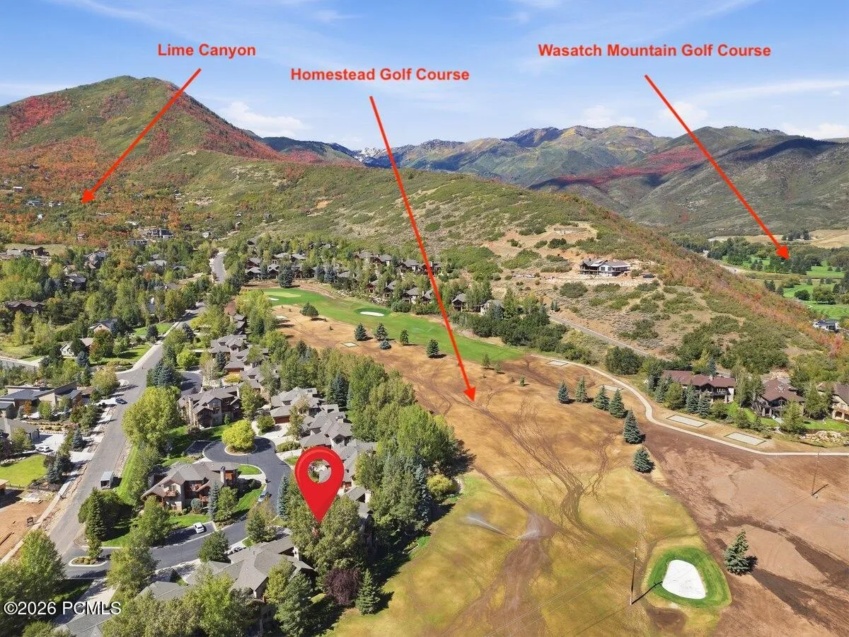 Aerial perspective showcasing Lime Canyon and the two neighboring Golf Courses