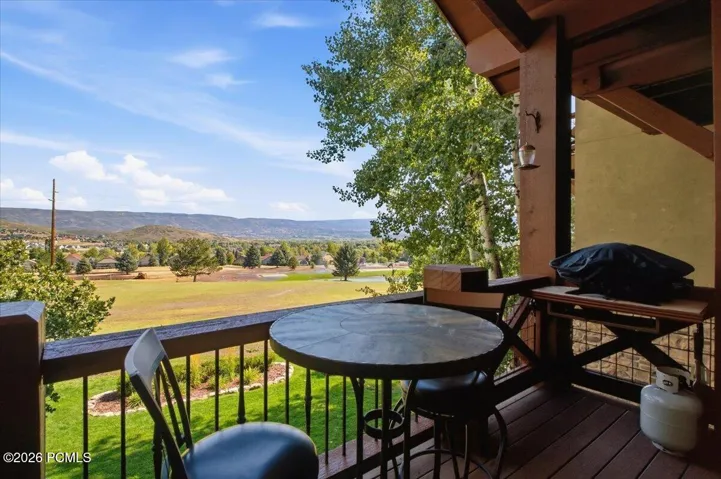 Covered deck with panoramic views of the valley