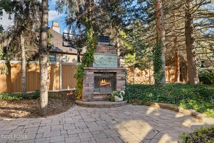 Outdoor fireplace on patio