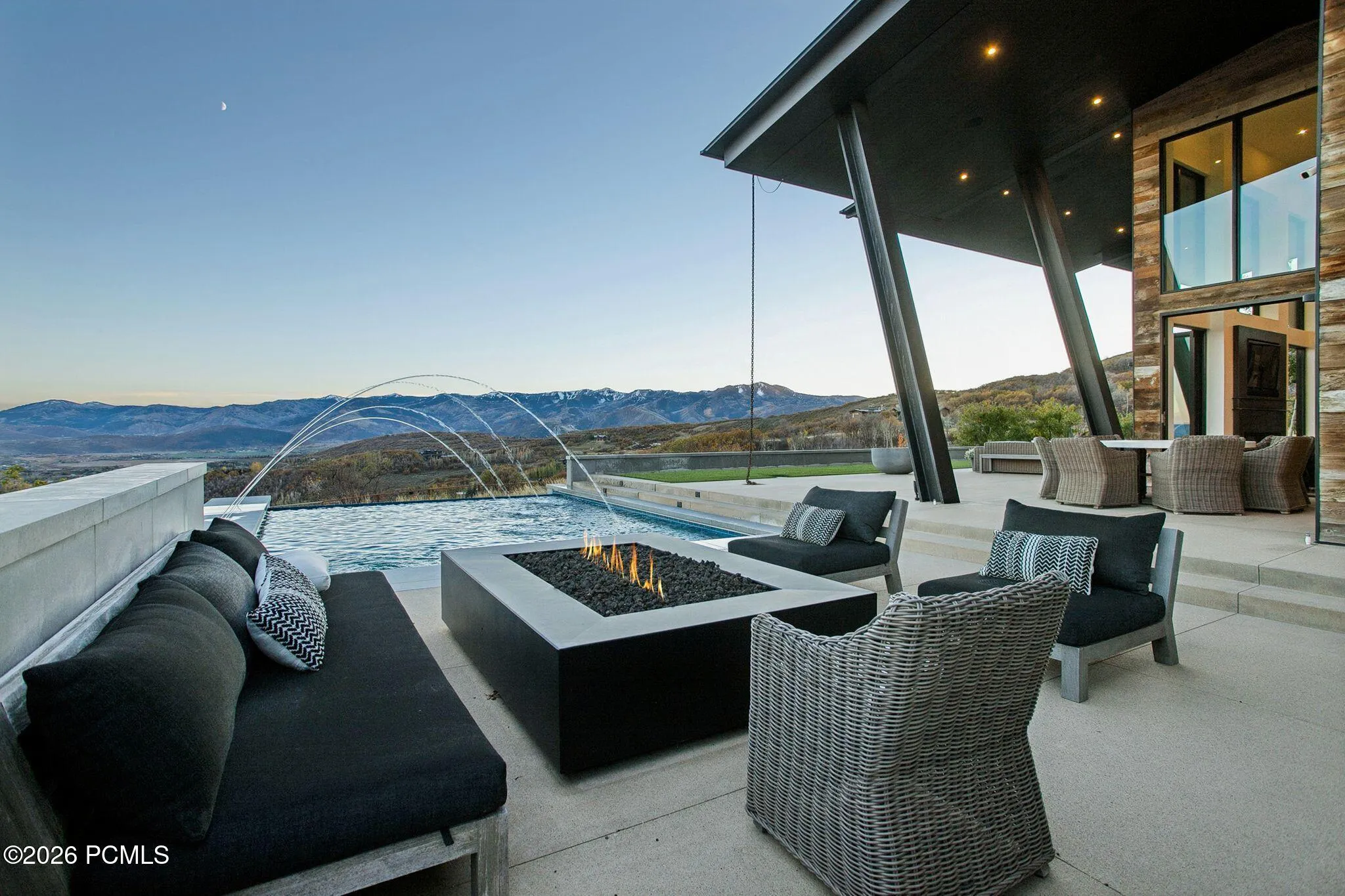 Expansive patio offers unobstructed 200 degree views from the Uinta Range to Deer Valley and the Wasatch Back