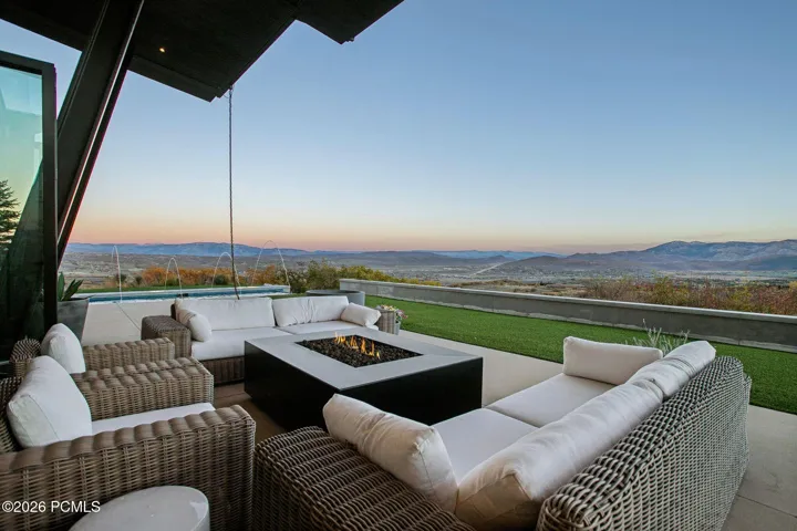 Expansive patio offers unobstructed 200 degree views from the Uinta Range to Deer Valley and the Wasatch Back