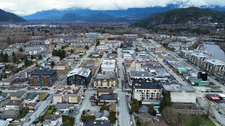 Aerial view featuring a mountain view