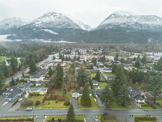 View of mountain background with nearby suburban area