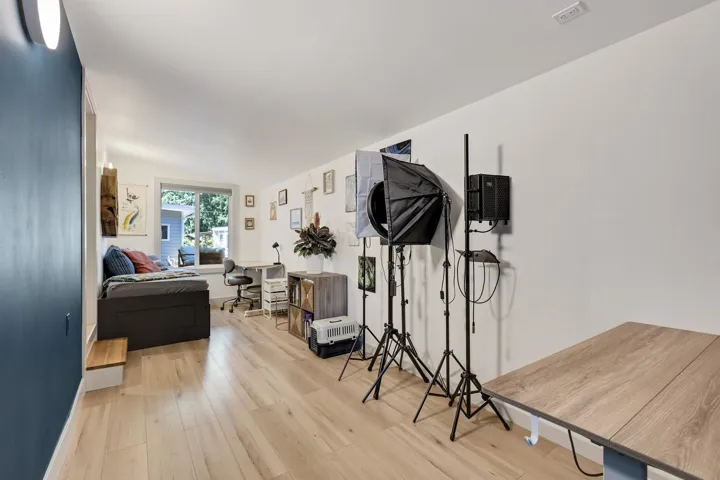 Living room with light wood finished floors