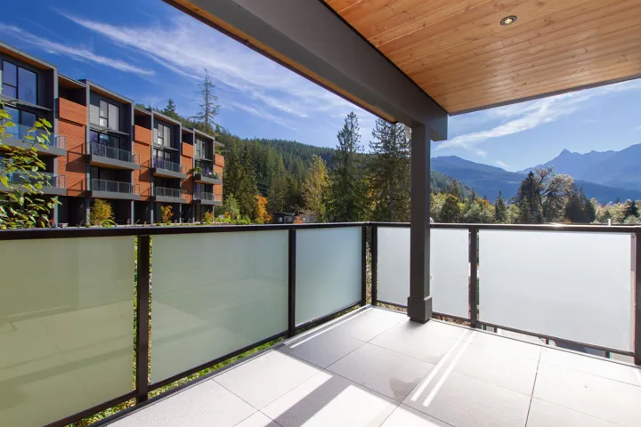 Balcony with a mountain view