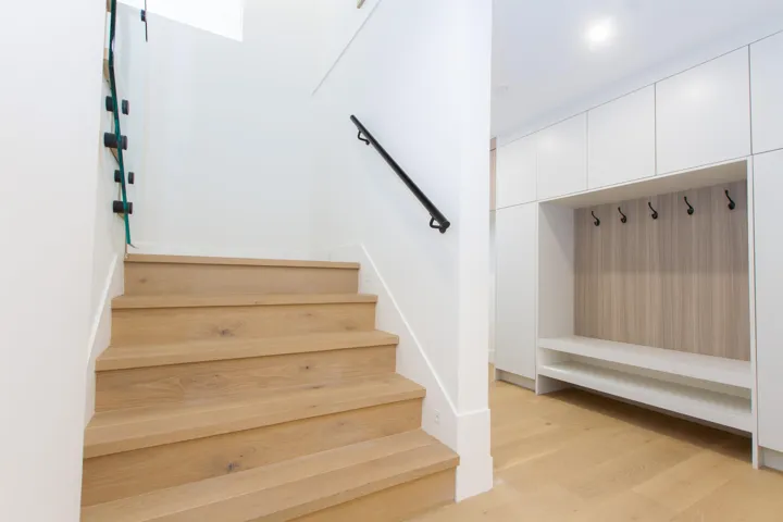 Stairway with wood finished floors