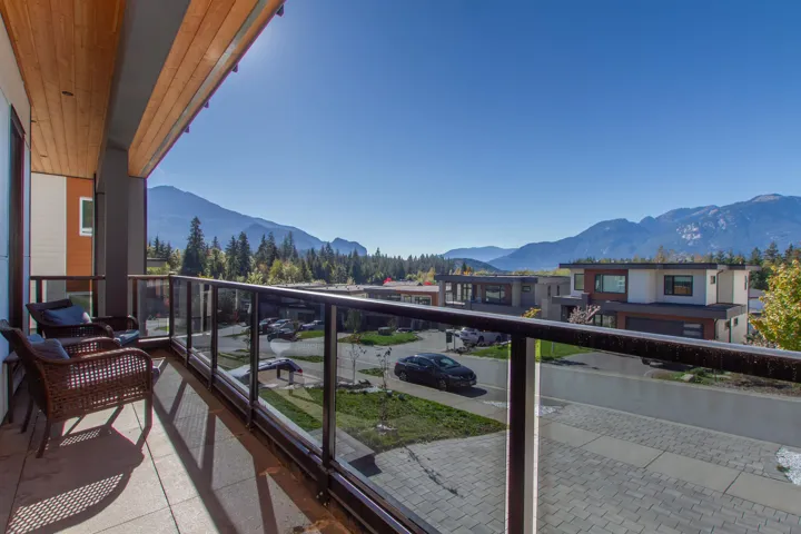 Balcony with a mountain view