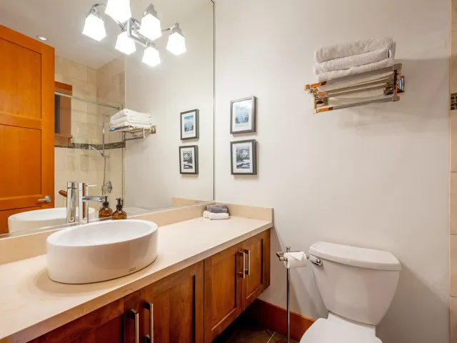 Bathroom with vanity and toilet