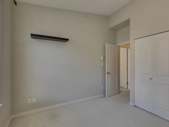 Unfurnished bedroom featuring carpet floors and a closet