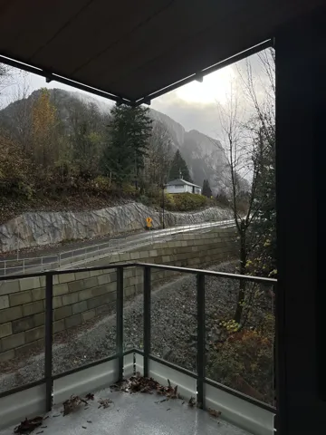 Balcony with a mountain view