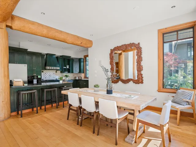 Dining space featuring light wood-type flooring and recessed lighting