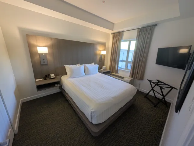 Bedroom with a tray ceiling