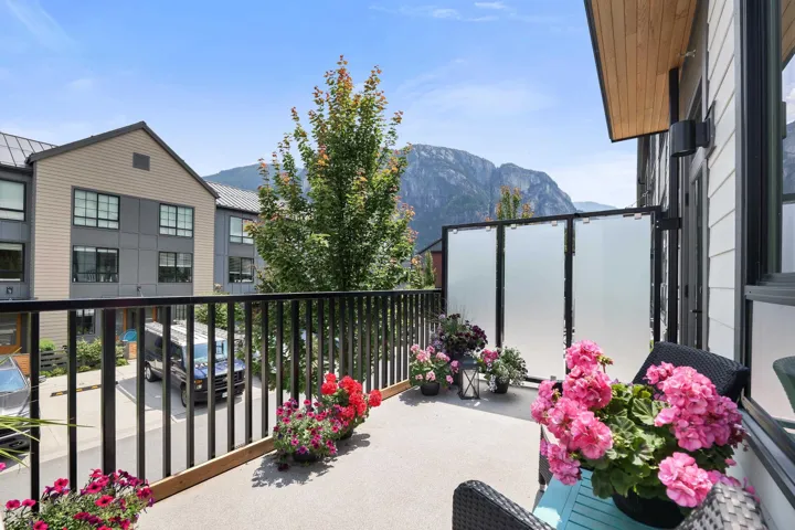 Balcony with a mountain view