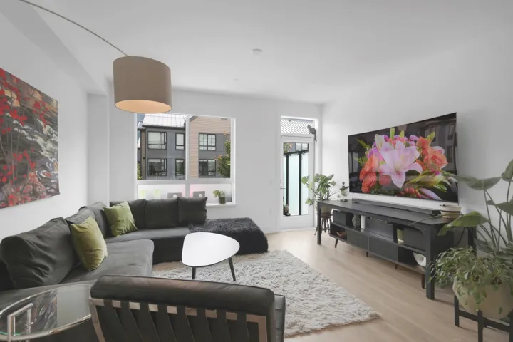Living area with wood finished floors