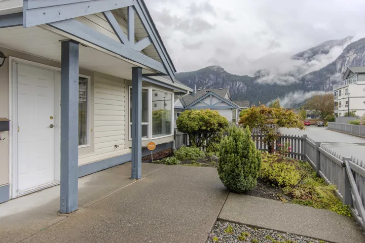 View of patio with a mountain view