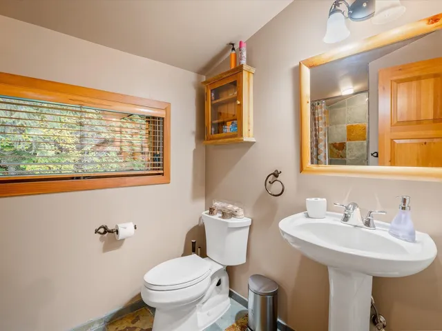 Bathroom accessed through secondary bedroom on the top floor.