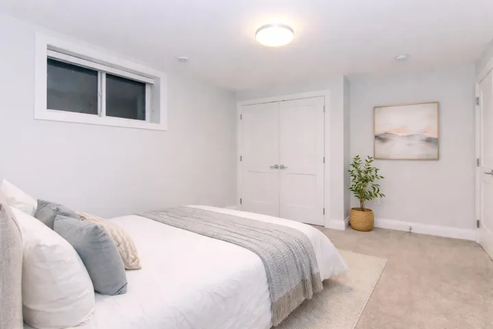 Virtually staged bedroom in nanny suite