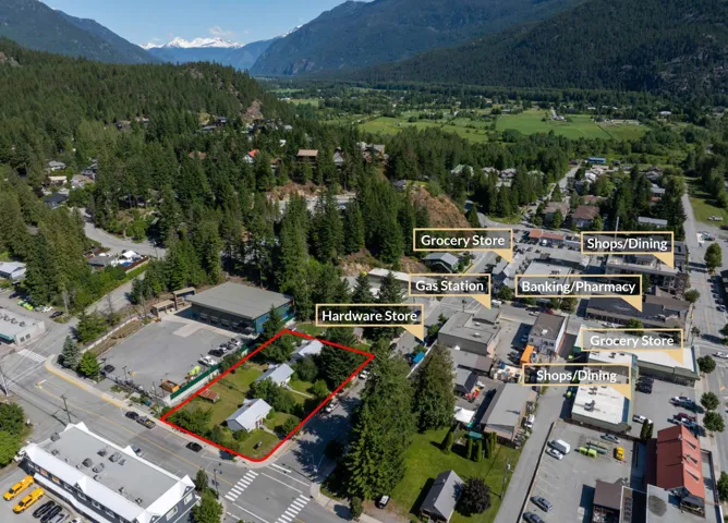 View of property location with a mountain backdrop and property boundaries highlighted