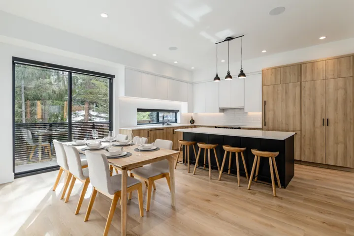 Dining space featuring recessed lighting and light wood-type flooring