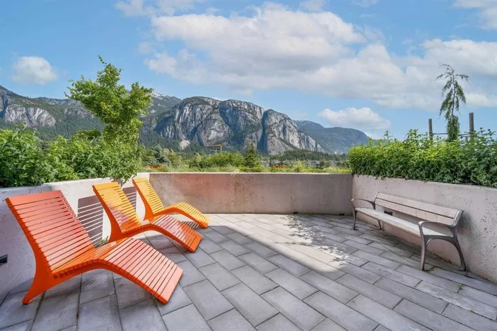 View of patio / terrace with a mountain view